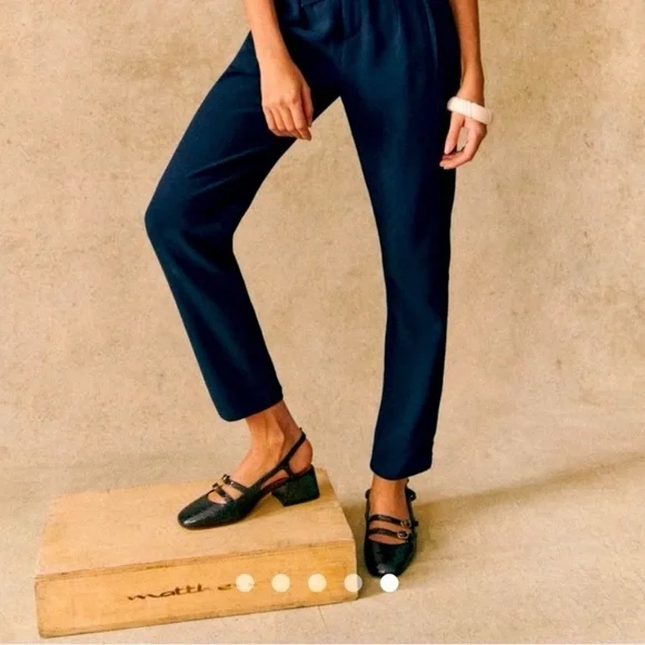 Sezane Austin Drapey Paperbag High Waisted Trousers Sz -2 Preppy Work Academia - Picture 5 of 16